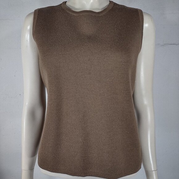 Carlisle brown 100% Merino wool keyhole back pullover sweater vest ladies Large - Picture 1 of 8